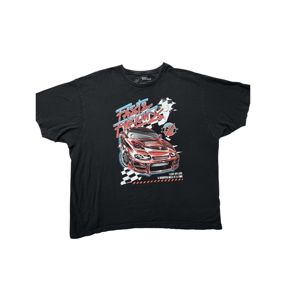 Fast & Furious Mens Graphic T Shirt 2XL Black Red Street Racing Movie Tee